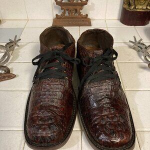 HAND CRAFTED BROWN ALLIGATOR SHOES 11.5 EE